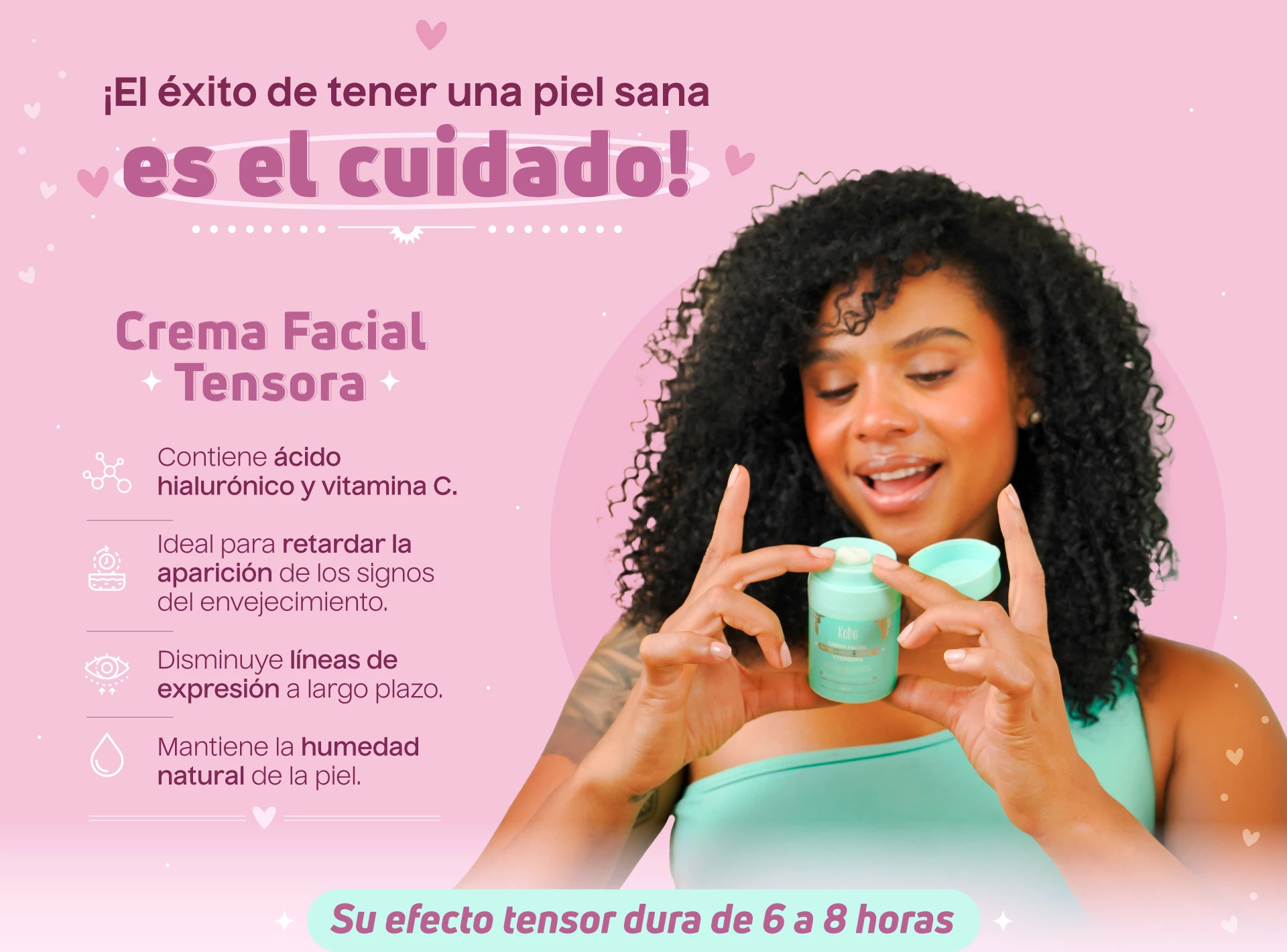 Crema facial anti envejecimiento y tensora